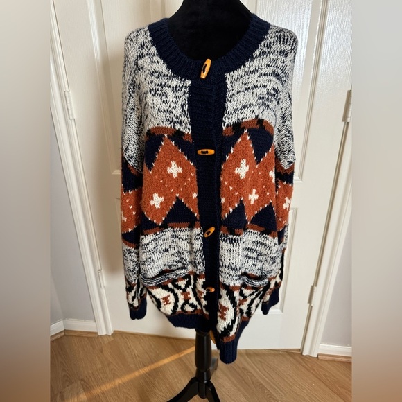 MOTHER Alpaca Wool The Long Drop Cardigan in One Tile at a Time Size Large NWT - Picture 13 of 15